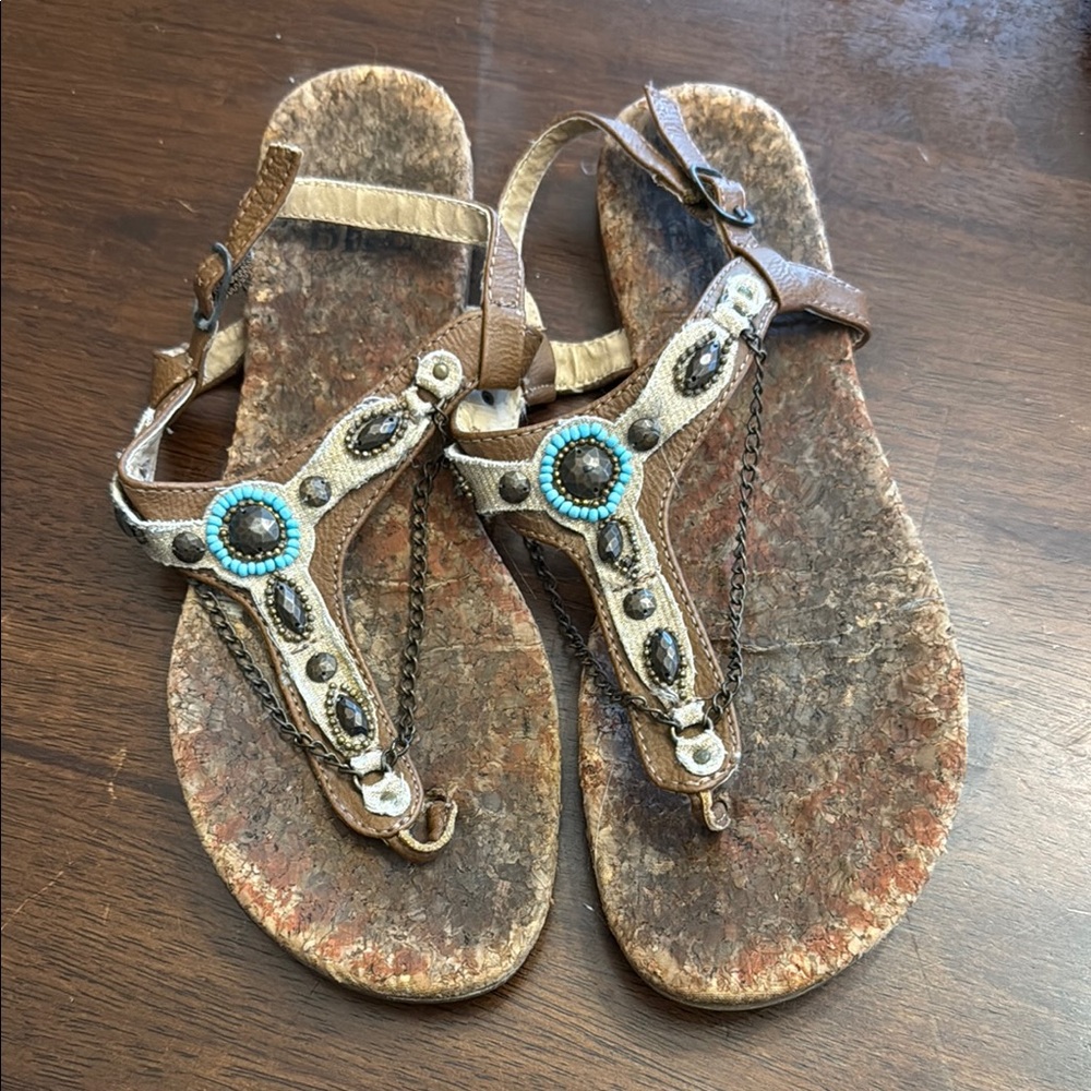BKE Brown and Turquoise Sandals
